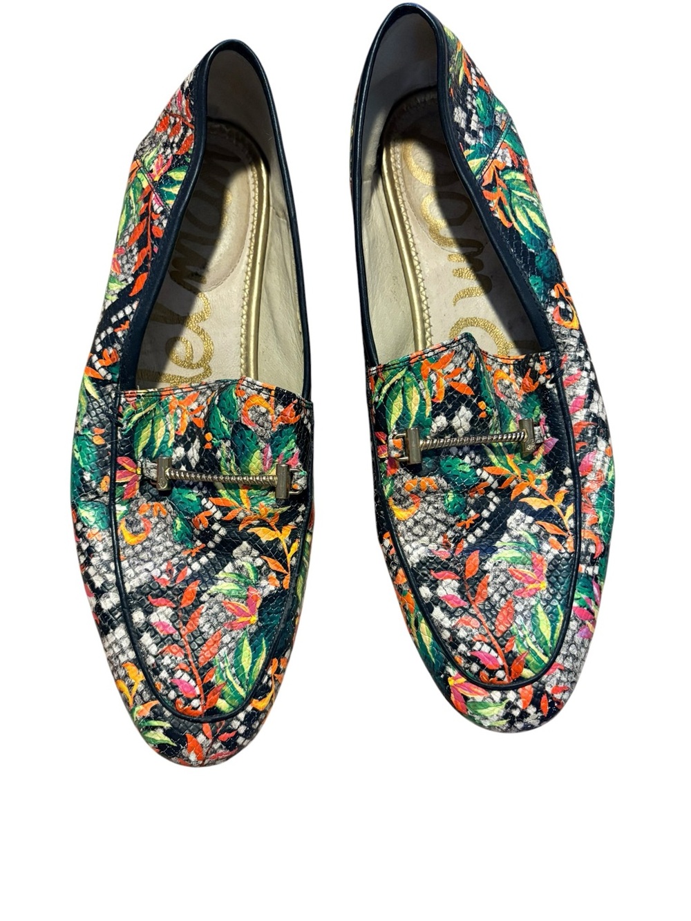 Sam Edelman Multicolor Floral Print Leather Loafers Size 11
